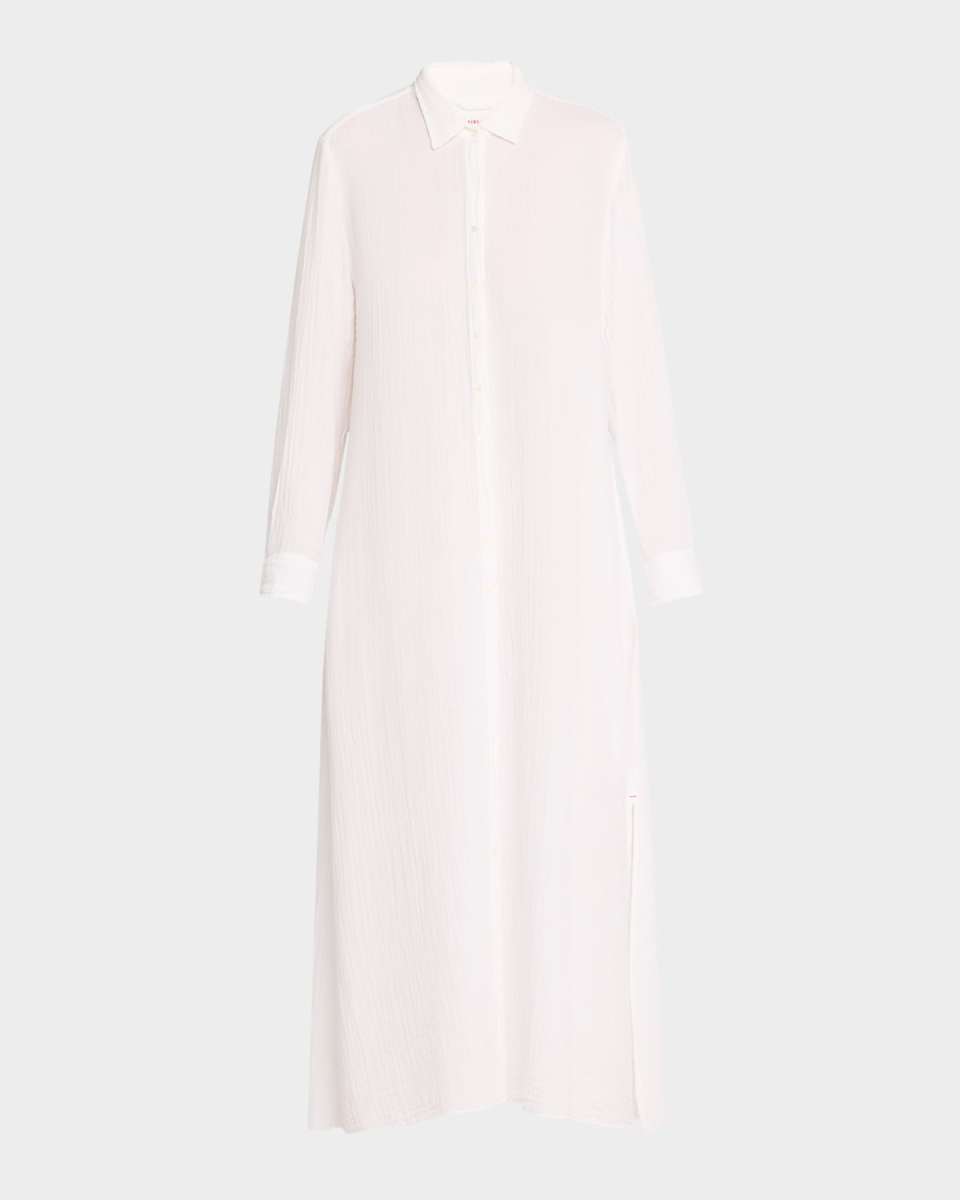 Boden Side-Slit Cotton Gauze Midi Shirtdress